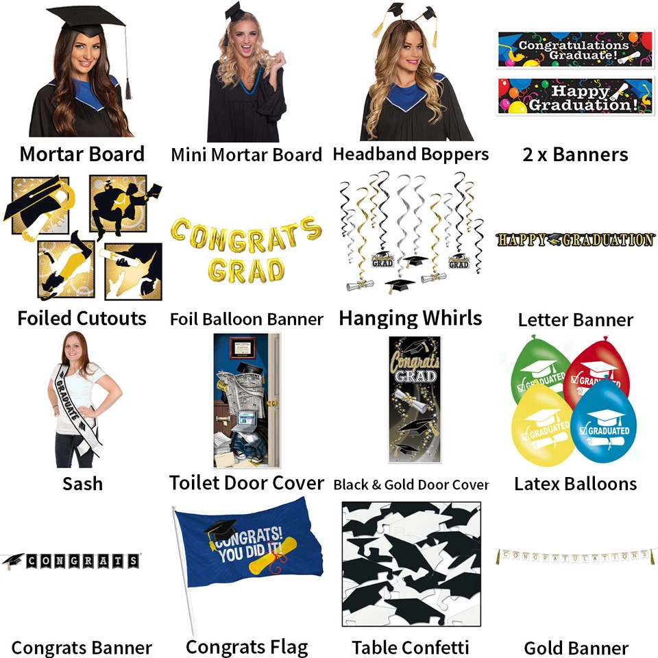 GRADUATION THEME DECORATIONS COLLEGE/UNIVERSITY - PARTYWARE COMPLETE SELECTION - Image 1 of 1
