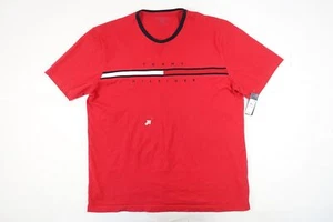 TOMMY HILFIGER RED 2XL REGULAR STRIPED GRAPHIC EMBROIDERED TEE TSHIRT DEFECT - Picture 1 of 7