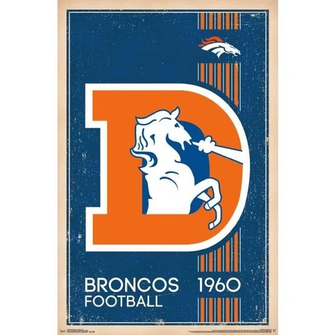 Denver Broncos Retro Logo NFL Rolled Sports Poster 22" x 34" NEW Cover