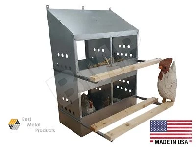 BMP 4 Hole Heavy Duty 23ga Galvanized Chicken Nesting Laying Roost Box 0300111