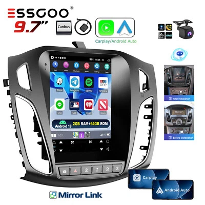 9.7" Apple CarPlay Android 13 Autoradio GPS AHD Kamera Für Fürd Focus MK3 12-18 - Bild 1 von 4