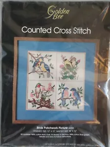 NOS 1985 Ape Dorata Contata Punto Croce Uccellini Patchwork Immagini Kit Completo - Foto 1 di 5