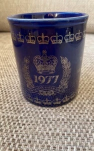 Queen Elizabeth II Silver Jubilee 1977 Blue Mug Cup commemorate celebration - Picture 1 of 10