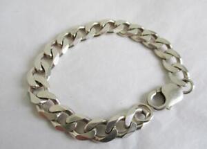 SUPER VINTAGE CHUNKY SILVER CURB BRACELET LOBSTER CLASP 7" in long GOOD Wt 22.4g