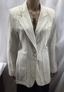 Audacity Blazer Womens Small Khaki Striped Linen Cotton Jacket New MFC230407/BB1 - Picture 1 of 9