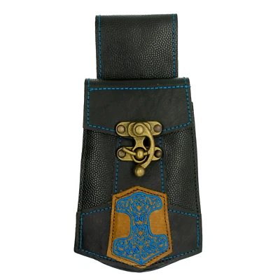 Leather Thor Hammer Mobile Cell Phone Belt Loop Pouch Viking Norse Wallet Biker - Image 1 of 2