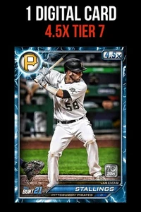 JACOB STALLINGS PIRATES 4.5x TIER 7 BASE BLUE LIGHTNING Topps BUNT DIGITAL CARD - Picture 1 of 1