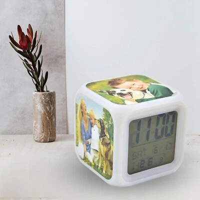 Personalised 3 Photo Glowing LED 7 Color Change Digital Alarm Clock Special Gift - Image 1 of 4