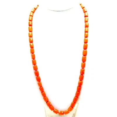 Gargantilhas femininas genuínas de coral laranja natural fatia de 10-12 mm de espessura 18" - Imagem 1 de 4