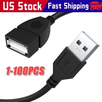 High-Speed USB-USB Extension Cable USB 2.0 Adapter Extender Cord Male/Female LOT - Image 1 of 4