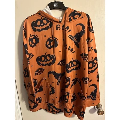 Хэллоуин толстовка с капюшоном тыквы ведьма шляпа Boo! Печать пуловер толстовка 2XL - Изображение 1 из 4