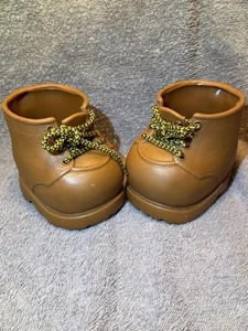 Vintage 1980s Furskins Bear Brown Hiking Boots Hard Plastic - Picture 1 of 9