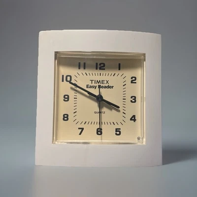 Timex Easy Reader White Quartz Alarm Clock W/Snooze AA Battery Vintage Working - Image 1 of 4