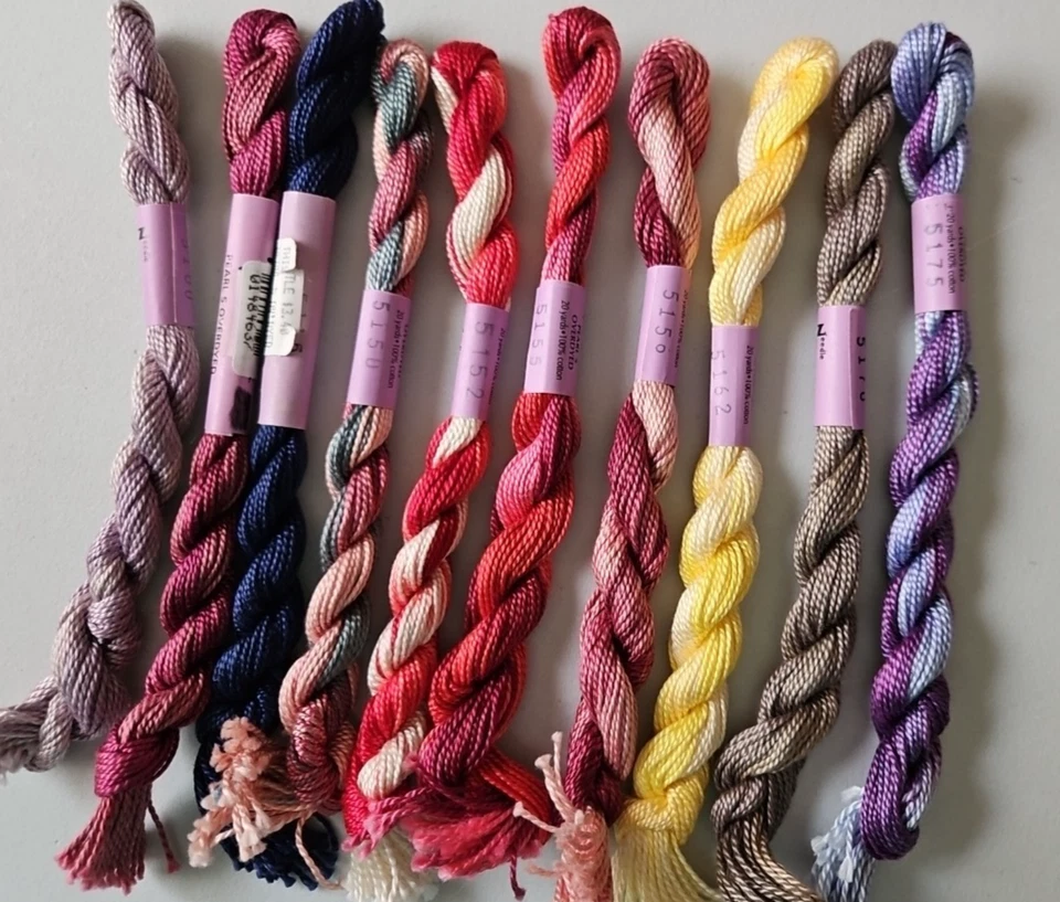 10 Skeins ~ NEEDLE NECESSITIES ~ PEARL 5 OVERDYED Thread ~ ALL DIFFERENT ~GRP. 2 - Image 1 of 1