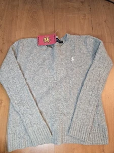 Polo Ralph Lauren Boys 100% Cashmere Knitted Grey Pullover Sweater Siz M - Picture 1 of 9