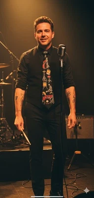 Juego de batería A. Rogers azul marino corbata de cuello rock & roll para hombre 58 pulgadas Foto 1 de 4