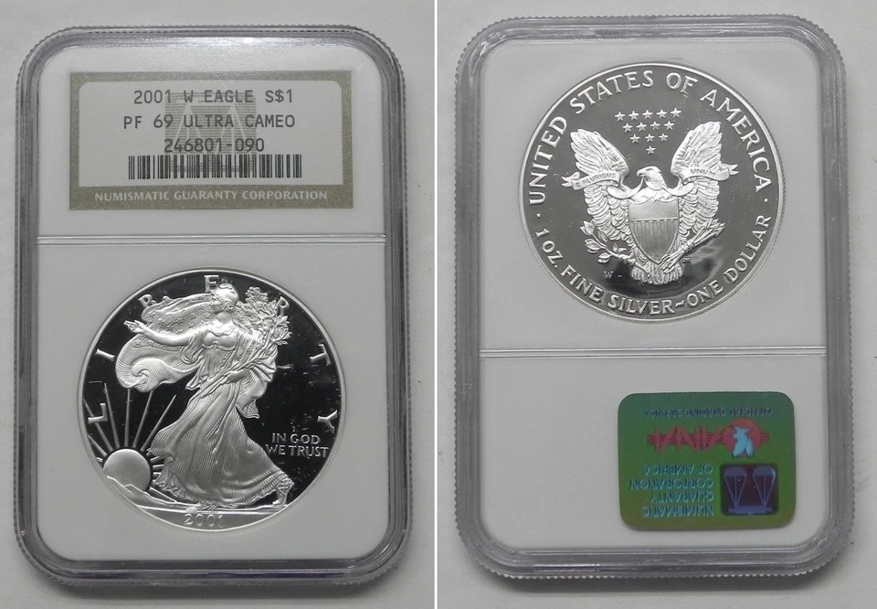 American Silver Eagle 2001 W - NGC PF 69 Ultra camafeo #1090 Foto 1 de 1