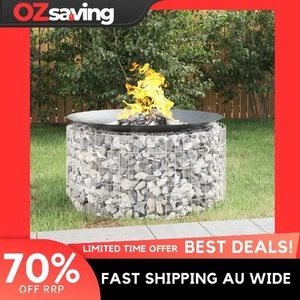 Gabion Fire Pit Silver 100cm Durable Garden Outdoor Grill Stable Use 3560 - Picture 1 of 5