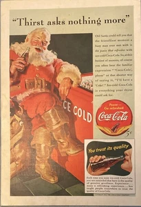 Coca-Cola 1941 - Santa disfrutando de una Coca-Cola fría - tamaño de anuncio 7 X 9. - Imagen 1 de 6