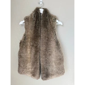 Tart Collections Faux Fur Luxury Vest Size XS Brown Soft Drape Front - Picture 1 of 3