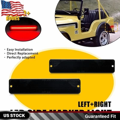 2 peças luzes indicadoras laterais traseiras de LED vermelhas fumê para picape Jeep J10 J20 1974-1987 - Imagem 1 de 4