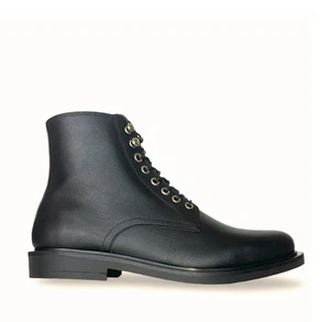 Vegano Hombre Botines Negro Microfibra Cordones Cremallera Informal Combate Oficina Botines - Imagen 1 de 7