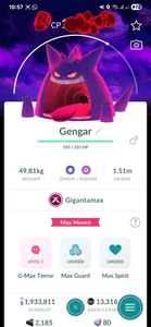 Gigantamax Gengar (Especial BG Cielos Oscuros) Pokémon Tr@de GO - Imagen 1 de 1