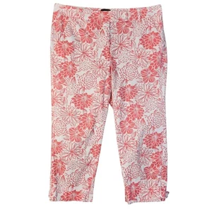 Talbots Women's The Perfect Skimmer White Coral Pink Floral Capri Pants 8 PETITE - Bild 1 von 13