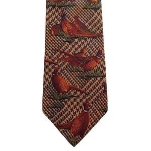 Krawatte Lands End Hahnentritt Fasan Krawatte Vogel Muster - Bild 1 von 10