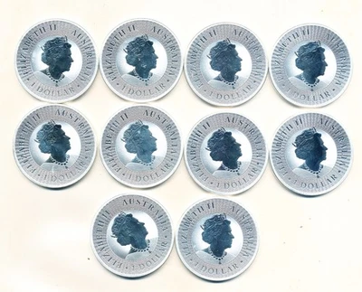 Posten 10 Silbermünsen 1Oz Känguru Australien 2022   (1107) - Bild 1 von 2