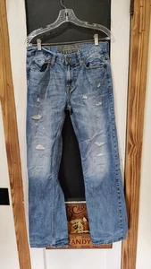 mens American eagle blue denim distressed jeans original boot size 30/32 - Picture 1 of 6