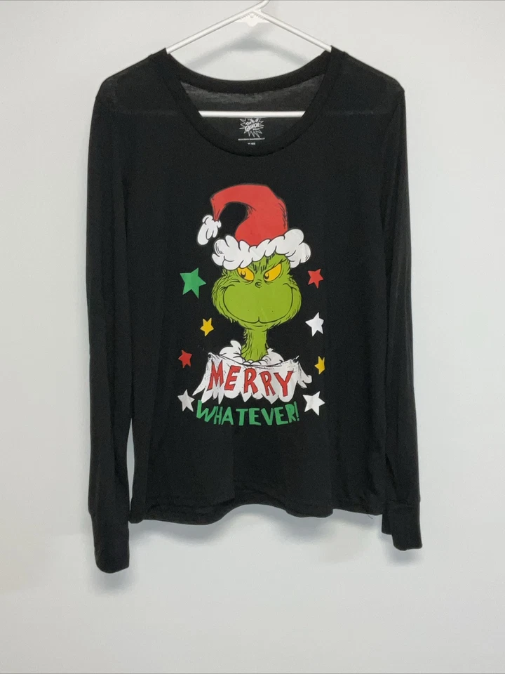 The Grinch Long Sleeve T-Shirt Women’s Extra Large Black.   10673 - Image 1 of 3
