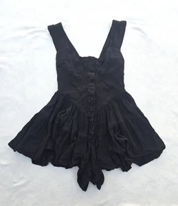 Vanessa Mooney Romper Womens XS Black Button Front Ruffle Tiered Babydoll Dressy - Picture 1 of 11