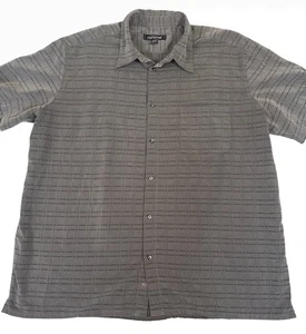 Linea Dome 2XL Mens Short Sleeve Shirt Polyester Gray Striped Office - Picture 1 of 10