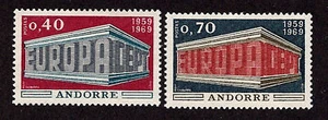 Andorra - French Adm - 1969 - SC 188-189 - H - Common Design - Euro - Bild 1 von 1