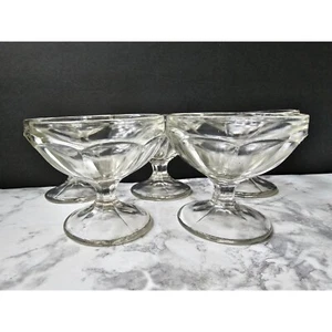 Adorable Set of FIVE 3" Vintage Glass Ice Cream Bowls Footed - Picture 1 of 6