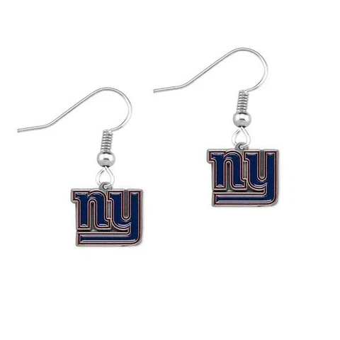 New York Giants NFL Logo Silver Dangle Earrings Hypo-Allergenic Cover