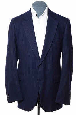 Blazer Abrigo Deportivo 43L Largo Vintage Años 70 Lord & Taylor Azul Marino-A Rayas Lana Foto 1 de 4