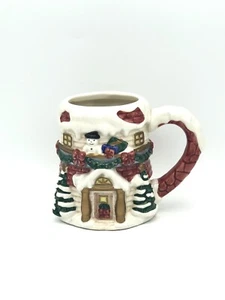 Omnibus by Fitz & Floyd Christmas Holiday Mug Cup Winter Snow House Snowman NEW! - Picture 1 of 6