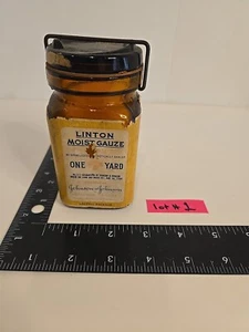 Vintage Linton feuchte Gaze ein Yard Glas Johnson & Johnson Metallklemme Posten #1 - Bild 1 von 13