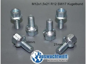 1 x wheel screw Mercedes 12x1.5x21 ball metal galvanized - Picture 1 of 1