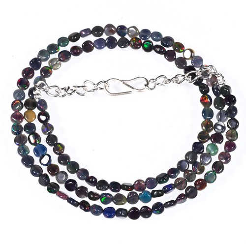Collana di perle opale etiope nere supreme 18" forma moneta collana di perle opale
