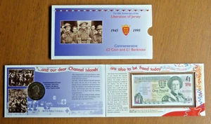 GB JERSEY 1995 Liberación sin circular £2 moneda y billete paquete de presentación - Imagen 1 de 11