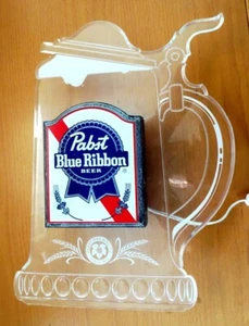 Vintage Pabst Blue Ribbon Clear Plastic Stein Light Up Beer Sign - Works - NICE! - Picture 1 of 2