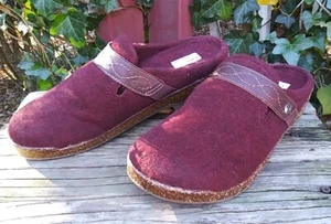 Earth Origins JANET Red Woolen Felt Slip On Clog Shoes size 10M - Picture 1 of 11