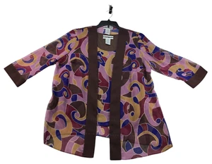 Dana Kay Blazer Womens Plus 14W Multicolor Short Sleeve Attached Blouse - Picture 1 of 10