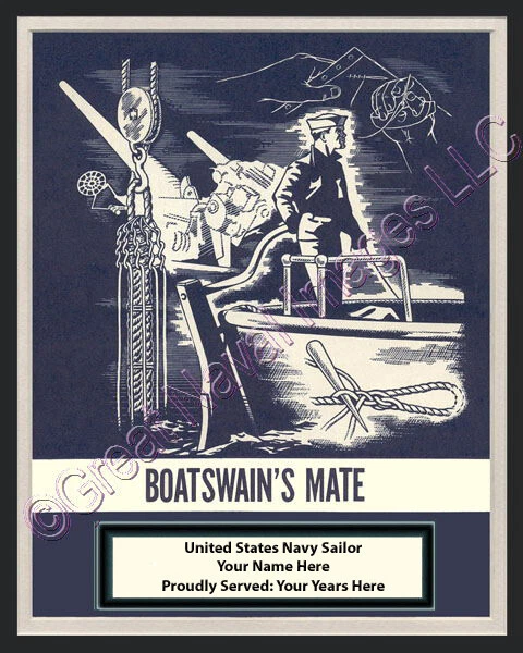 BOATSWAINS MATE Rate Print 3 Personalized on Canvas US Navy Veterans - Image 1 of 1