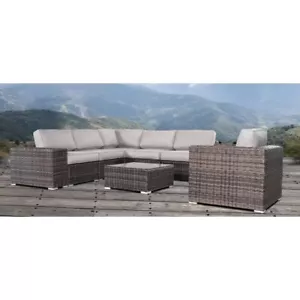 Living Source International 9-Piece Wicker / Rattan Sectional Set in Gray - Picture 1 of 12