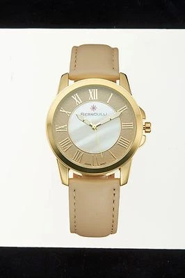 NUEVO Reloj Bernoulli 9843 Fauno Mujer Moda Cuero Tostado Banda Bisel Metal Dorado Foto 1 de 3