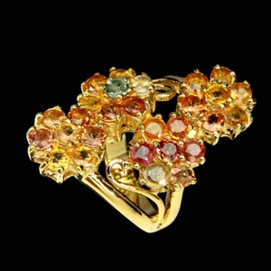 GORGEOUS! GOLDEN MULTI-COLOR SAPPHIRE RING .925 STERLING SILVER 14K YGP SIZE 7 - Picture 1 of 3